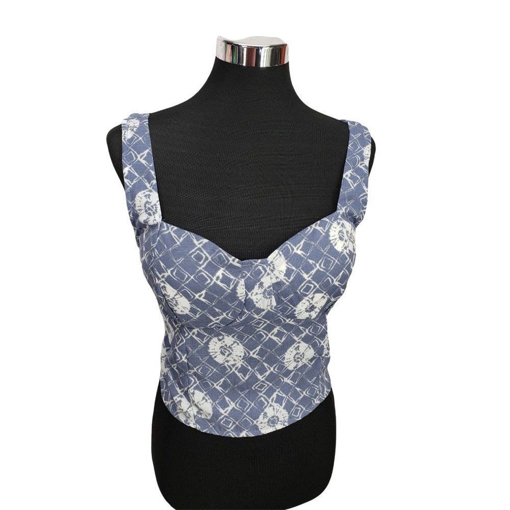 L.I.F.E. Love Is For Enternity Womens Blue Bustier Crop Top Size Medium